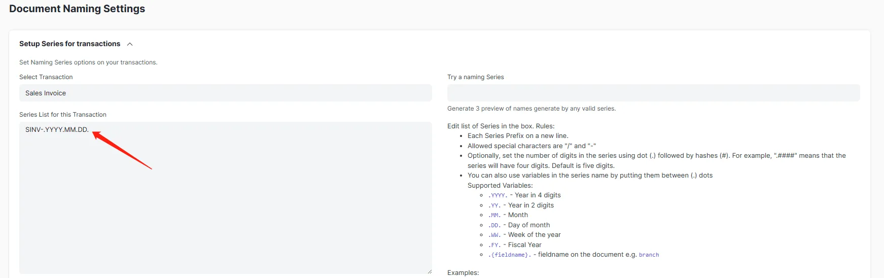 ERPNext销售发票编号按天重置
